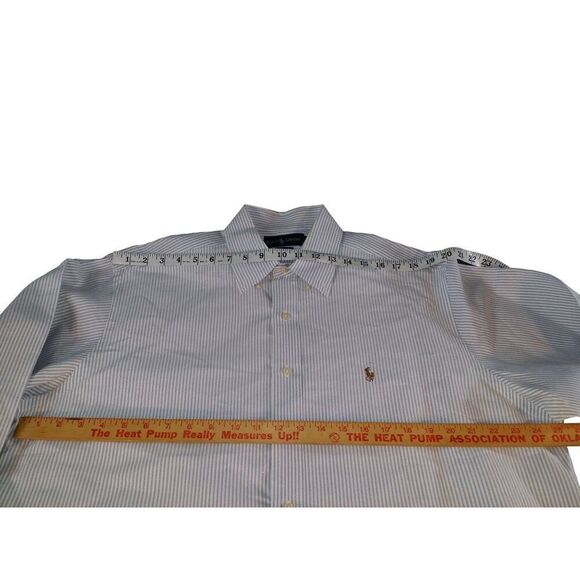 Ralph Lauren Yarmouth Button Up Shirt Men Sz XL 16 1/2-36 Striped Blue White Cla - Picture 4 of 7